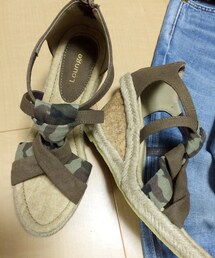 カモフラ柄ウェッジサンダル(サンダル)