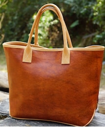Simple Union | Handmade Leather Homer tote bag - Lt. Brown (ハンドバッグ)