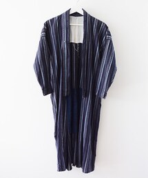 VINTAGE | 野良着 藍染 縞模様 ジャパン ヴィンテージ 30～40年代 アンティーク着物(浴衣)