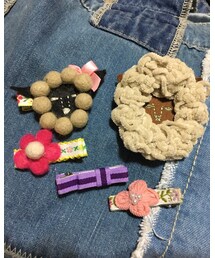 その他沢山のヘアクリップ | ひつじの顔ブローチに似せて一つ作ってもらいリンク楽しんだりしてます♡(バレッタ/ヘアクリップ)