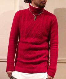 GU | ケーブルニットのタートルネック。(XL)(ニット/セーター)