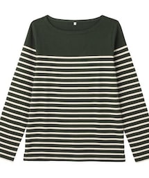 無印良品 | オーガニックコットン太番手パネルボーダー長袖Tシャツ(Tシャツ/カットソー)
