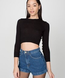 American Apparel | ダークウォッシュハイウエストカフショーツ(デニムパンツ)