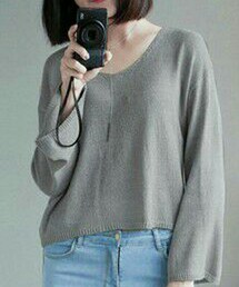 mooncat | 喇叭袖短版針織上衣(ニット/セーター)