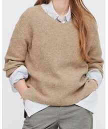 UNIQLO | スフレヤーンVネックサイドスリットセーター(ニット/セーター)
