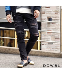 DOWBL | スリムストレートダメージパンツ(デニムパンツ)
