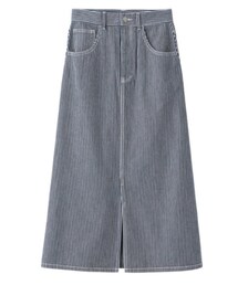 GU | デニムフロントスリットロングスカートJN XL(デニムスカート)