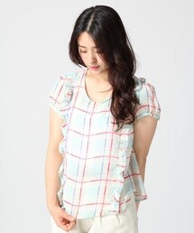 LOWRYS FARM | マドラスチェックフリルブラウス(シャツ/ブラウス)