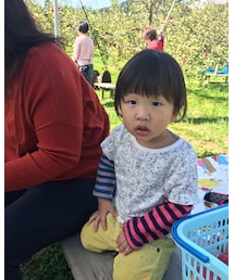 去年のりんご狩りにて三男 | おもちゃ