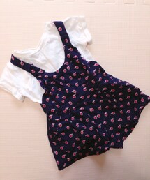 next | Tシャツ付きのアップル柄サロペット(サロペット/オーバーオール)