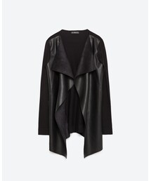 ZARA WOMAN | ZARA WOWEN ニット×フェイクレザーカーディガン(カーディガン/ボレロ)