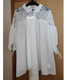 axes femme | レースデザインチュニックブラウス(シャツ/ブラウス)