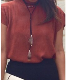 reca | 天然フェザー付ラリエット風3連ヒモチョーカー(ネックレス)