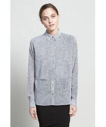T BY ALEXANDER WANG | T by Wang Stretch Chiffon Frayed Long Sleeve Shirt (シャツ/ブラウス)