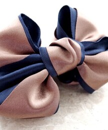 hairartjapan | Double bow banana clip "モカ×ネイビー”(その他ヘアアクセサリー)