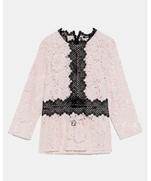 ZARA | コントラストレーストップス(2019SS)(シャツ/ブラウス)