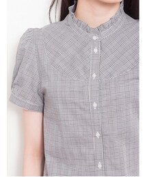 earth music&ecology | グレンチェックスタンドフリルブラウス(シャツ/ブラウス)