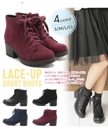 no brand | レースアップショートブーツ(ブーツ)