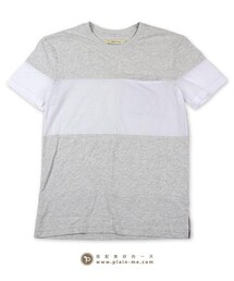plain-me | 霜降異素材拼接圓領T(Tシャツ/カットソー)