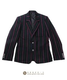 plain-me | 學院風毛料條紋雙扣西裝外套(テーラードジャケット)