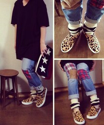 IRONY | ヒョウ柄とボーダー。(レッグウォーマー)