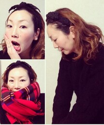 no brand | ヘアバンドとチェックストール。(ヘアバンド)