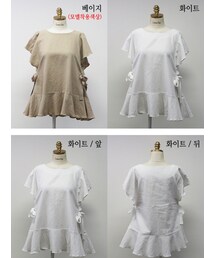 サイドリボン付きフリル裾Aラインブラウス(シャツ/ブラウス)