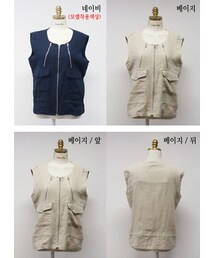 ジッパー装飾リネンベスト(ベスト)