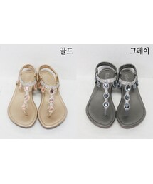 水玉模様のビジュー飾りサンダル(サンダル)