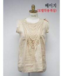 夏の旬素材★フリル付きノースリーブリネンブラウス(シャツ/ブラウス)