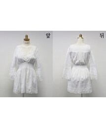 ワイドVネックレースブラウス(シャツ/ブラウス)