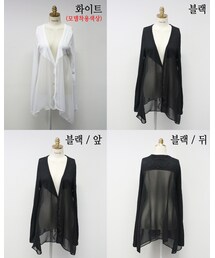 Vネックミックスシフォンカーディガン(カーディガン/ボレロ)