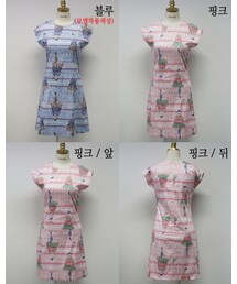 ユニークプリント柄キャップ袖ワンピース(ワンピース)