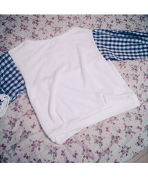 ギンガムチェック柄の袖のスウェット(スウェット)