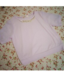 ネックレス付き袖シフォントップス(Tシャツ/カットソー)