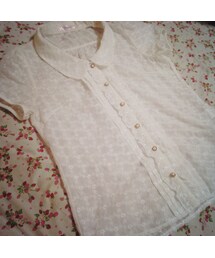 パール釦の花柄レースブラウス(シャツ/ブラウス)