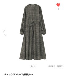 GU | チェックワンピース長袖Z×X XSサイズ(ワンピース)