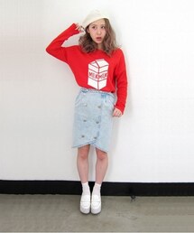 merry jenny | デニムM丈スカート(デニムスカート)