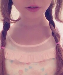 SWIMMER | ピンクの透けフリルチェリーTシャツ(Tシャツ/カットソー)