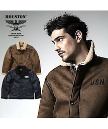 HOUSTON | #50922 FAKE MOUTON N-1 DECK JACKET(ミリタリージャケット)