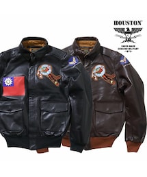 HOUSTON | #8186 PATCH A-2 LEATHER JACKET(FLYING TIGER)(ミリタリージャケット)