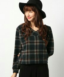 Heather | チェックＶニットソー  710859(Tシャツ/カットソー)