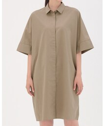 無印良品 | オーガニックコットンドロップショルダーワンピース　婦人ＯＮＥ　ＳＩＺＥ・カーキベージュ(ワンピース)