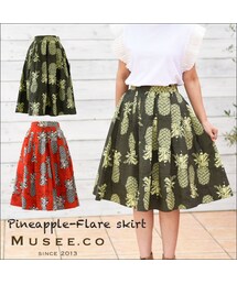 2カラー・パイナップル柄フレアースカート(スカート)