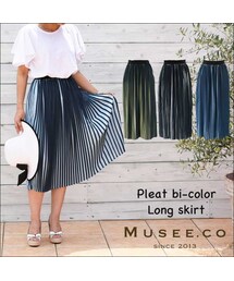 バイカラープリーツスカート(スカート)