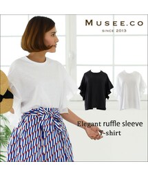 エレガントフリル袖デザインカットソー(Tシャツ/カットソー)