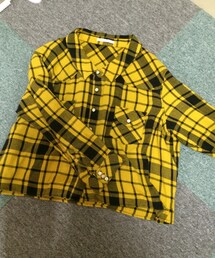 黄色 チェックシャツ(シャツ/ブラウス)