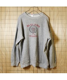 USA製60sビンテージ古着/霜降り杢グレー/インディアン/BSA(BOY SCOUTS of AMERICA)/染み込みプリントスウェット/メンズM相当(スウェット)