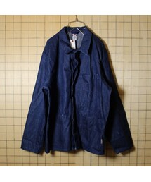 VINTAGE | フランス ヨーロッパ古着 ブルー euro デニム ワークジャケット カバーオール メンズL相当(カバーオール)