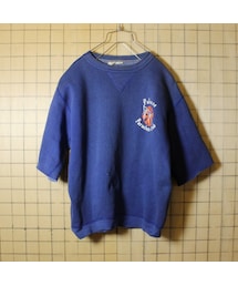 Russell Athletic | USA製 60s 古着 RUSSELL ラッセル 前Vガゼット 両面プリント カットオフ スウェット ネイビー トレーナー メンズXL Palouse Parachute Club(スウェット)